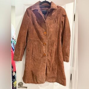 Genuine suede,washable, great condition, long jacket!